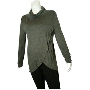 Women Grey Long Sleeve Turtleneck Shirt
